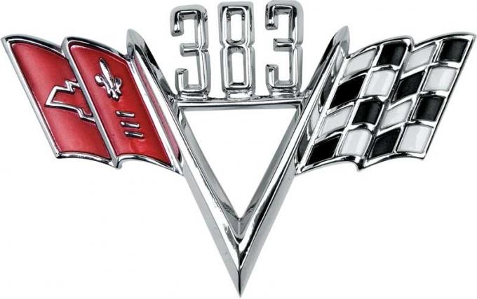 OER 1958-72 Chevrolet, "383 Crossed Flags" Front Fender Emblem, Each FE383