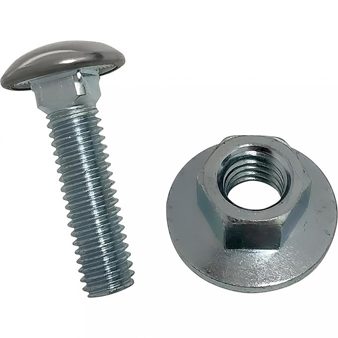 OER Bumper Bolt with Conical Keps Hex Nut, Polished Stainless Steel Capped Head, 7/8" Diameter , 3/8-16 x 1-1/2", Zinc Plated 3822