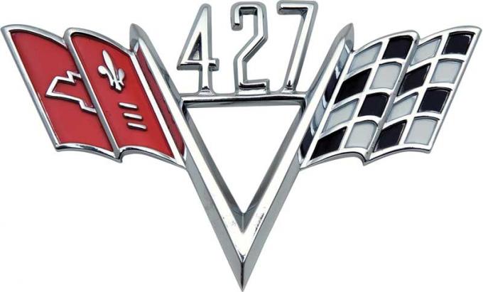 OER 1963-72 Chevrolet, "427 Crossed Flags", Front Fender Emblem, Each FE427