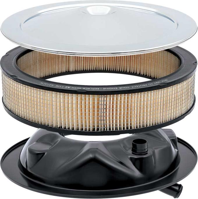 OER 1970-71 Chevy, Open Element Air Cleaner, with Square Imprint Verbiage on Air Cleaner Lid 6485239