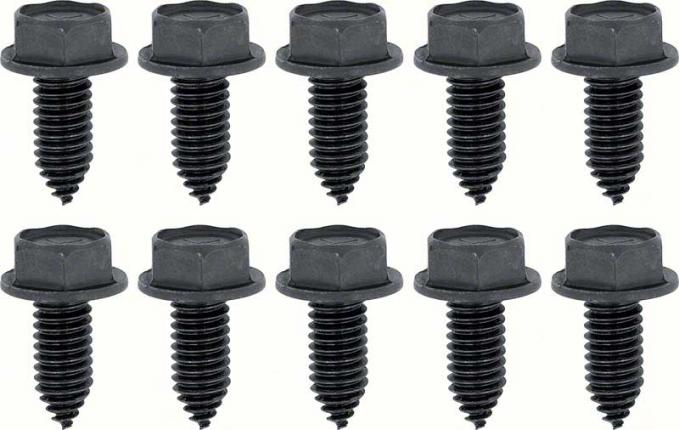 OER 1955-74 GM, Bolt, Pointed Tip with Hex Washer Head, 5/16-18 x 3/4", Black Phosphate, 10 Piece Set *K1551
