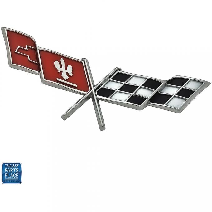 OER 1977-79 Chevrolet Corvette, Crossed Flags Emblem, Front Fender EM10040