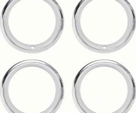 OER Wheel Trim Ring Set, Rally Wheels, 14" x 7", 2-7/8" Deep Step Lip, Stainless Steel, Set of 4 545910