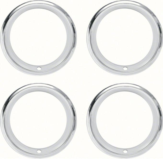 OER 14" Stainless Steel 2-7/8" Deep Step Lip Rally Wheel Trim Ring Set for Reproduction Wheels 545910