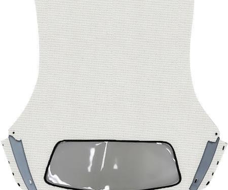 1963-67 Chevrolet C2 Corvette, Convertible Top w/ Sewn-In Plastic Window, w/ Date Stamp, Superior Pinpoint Vinyl, White/Black