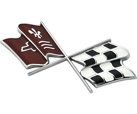 1968-74 Chevrolet Corvette, Crossed Flag Emblem, Fuel/Gas Door