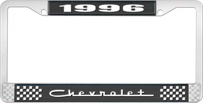 OER 1996 Chevrolet Style # 5 Black and Chrome License Plate Frame with White Lettering LF2239605A