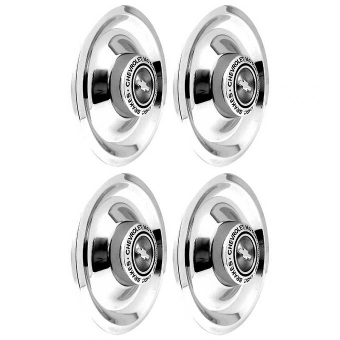 OER 1964-69 Chevrolet, Rally Chrome Cap & Ornament, with Disc Brakes, 4-Piece Set *WR1014C