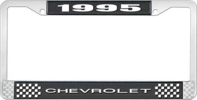 OER 1995 Chevrolet Style # 1 Black and Chrome License Plate Frame with White Lettering LF2239501A