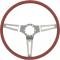 OER 1969-77 GM, Buick, Comfort Grip Cushioned Steering Wheel, 3-Spoke, Silver Spokes, Red Grip 154114