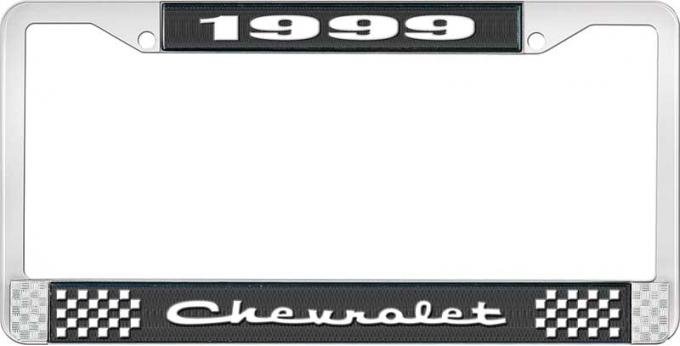 OER 1999 Chevrolet Style # 2 Black and Chrome License Plate Frame with White Lettering LF2239902A