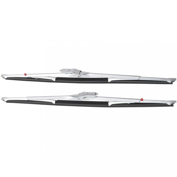 OER 1960-76 Anco Windshield Wiper Blade Set, Long Frame, Red Button Refill, 1/4" Bayonet, Stainless, 15" 2889962