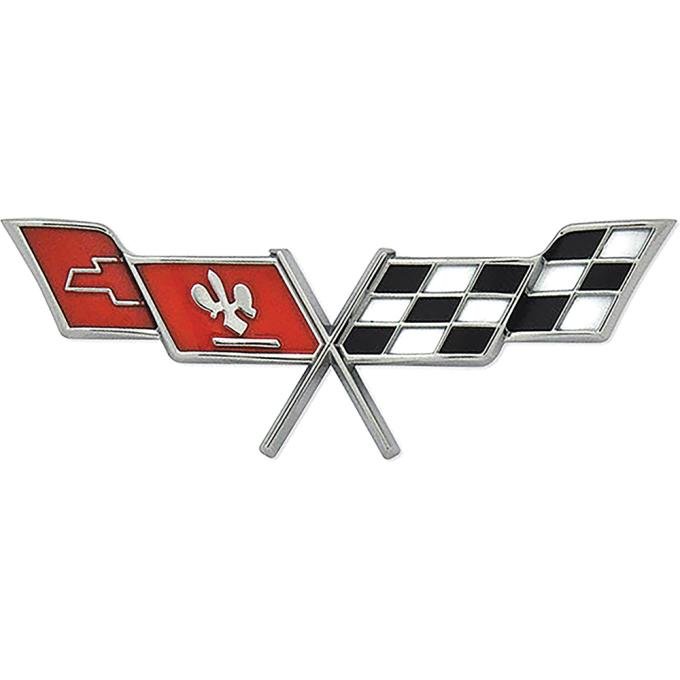 1978-79 Corvette, Gas Door Cross Flag Emblem (Features Bright Red Paint, 1977 color)