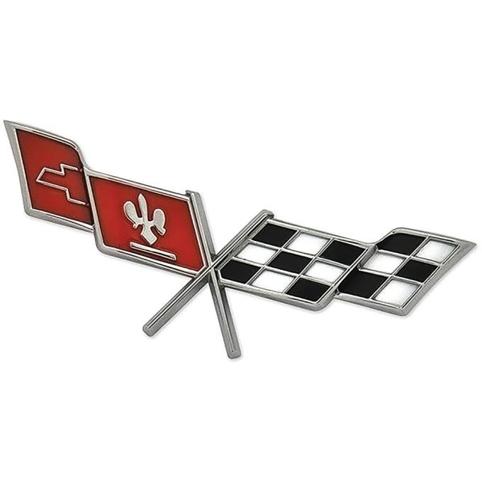 1978-79 Chevrolet Corvette, Crossed Flags Emblem, Fuel Door