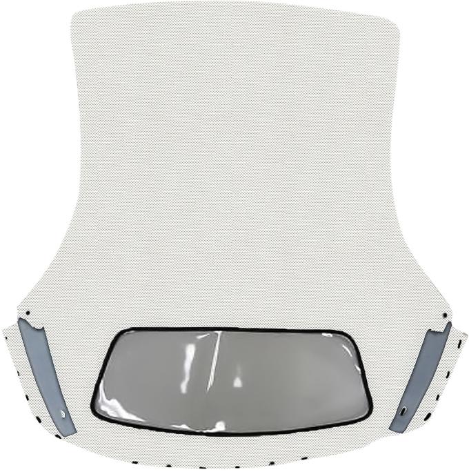 1963-67 Chevrolet C2 Corvette, Convertible Top w/ Sewn-In Plastic Window, Superior Pinpoint Vinyl, White/Black