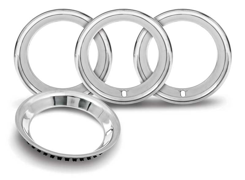 OER 15" Stainless Steel 21/4" Deep Rally Wheel Trim Ring Set for