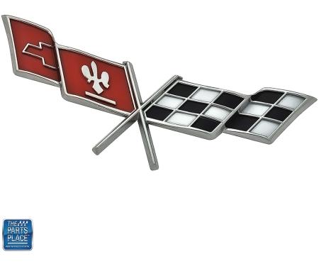 1977-79 Chevrolet Corvette, Crossed Flags Emblem, Front Fender