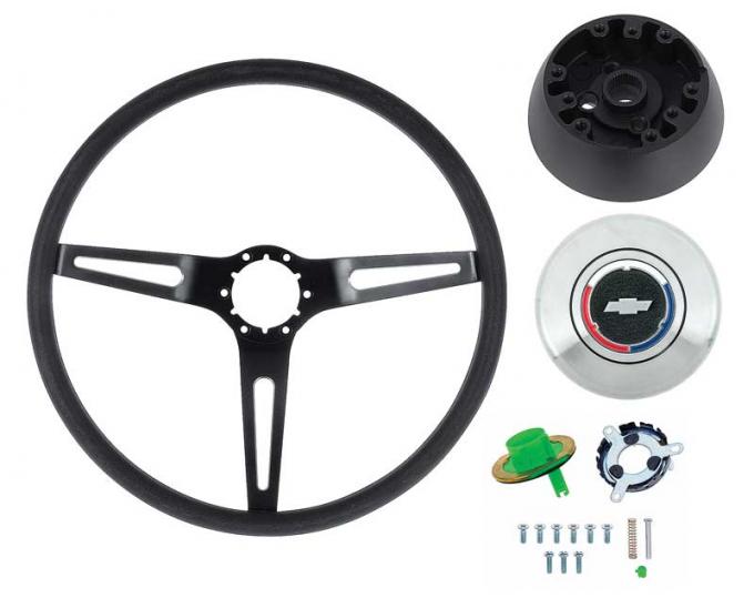 1969-72 Comfort Grip Steering Wheel Kit - w/o Tilt Wheel - Black Spokes- Black Grip