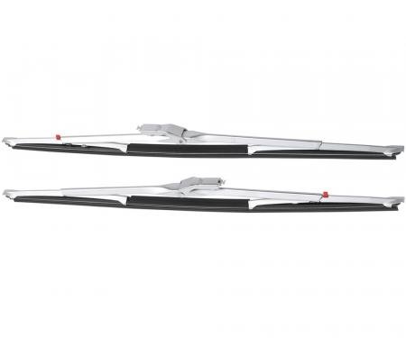 OER 1960-76 Anco Windshield Wiper Blade Set, Long Frame, Red Button Refill, 1/4" Bayonet, Stainless, 15" 2889962