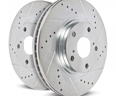 Corvette Brake Rotor, Left, Front, Slotted and Cross Drilled, 1965-1982