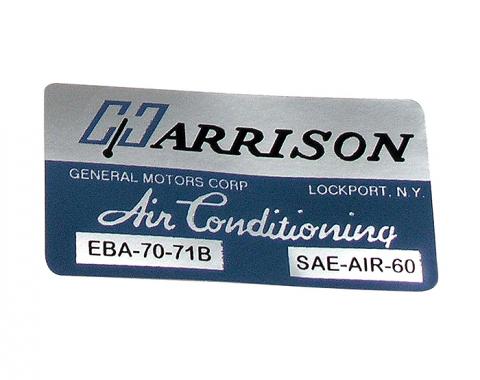 Corvette Decal, Air Conditioning Foil Plate, 1971