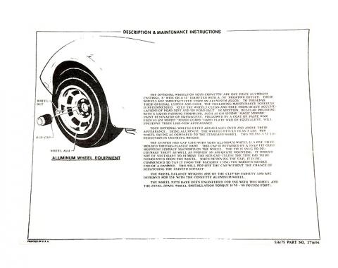 Corvette Instructions, Aluminum Wheel, 1976-1978